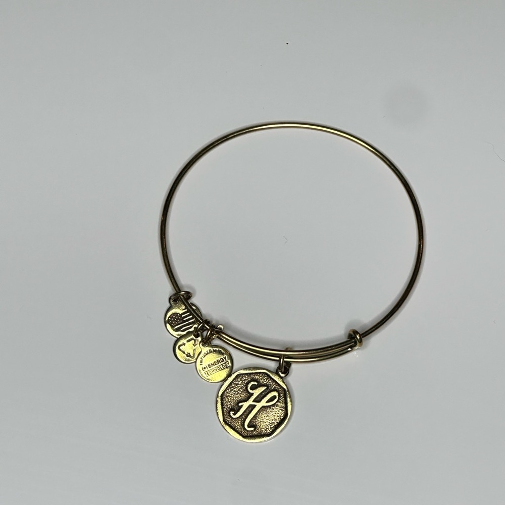 Alex and Ani initial H Gold Charm Bangle